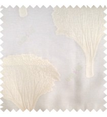 White cream color natural designs big trees with small leaves branches texture finished surface polyester transparent net fabric sheer curtain